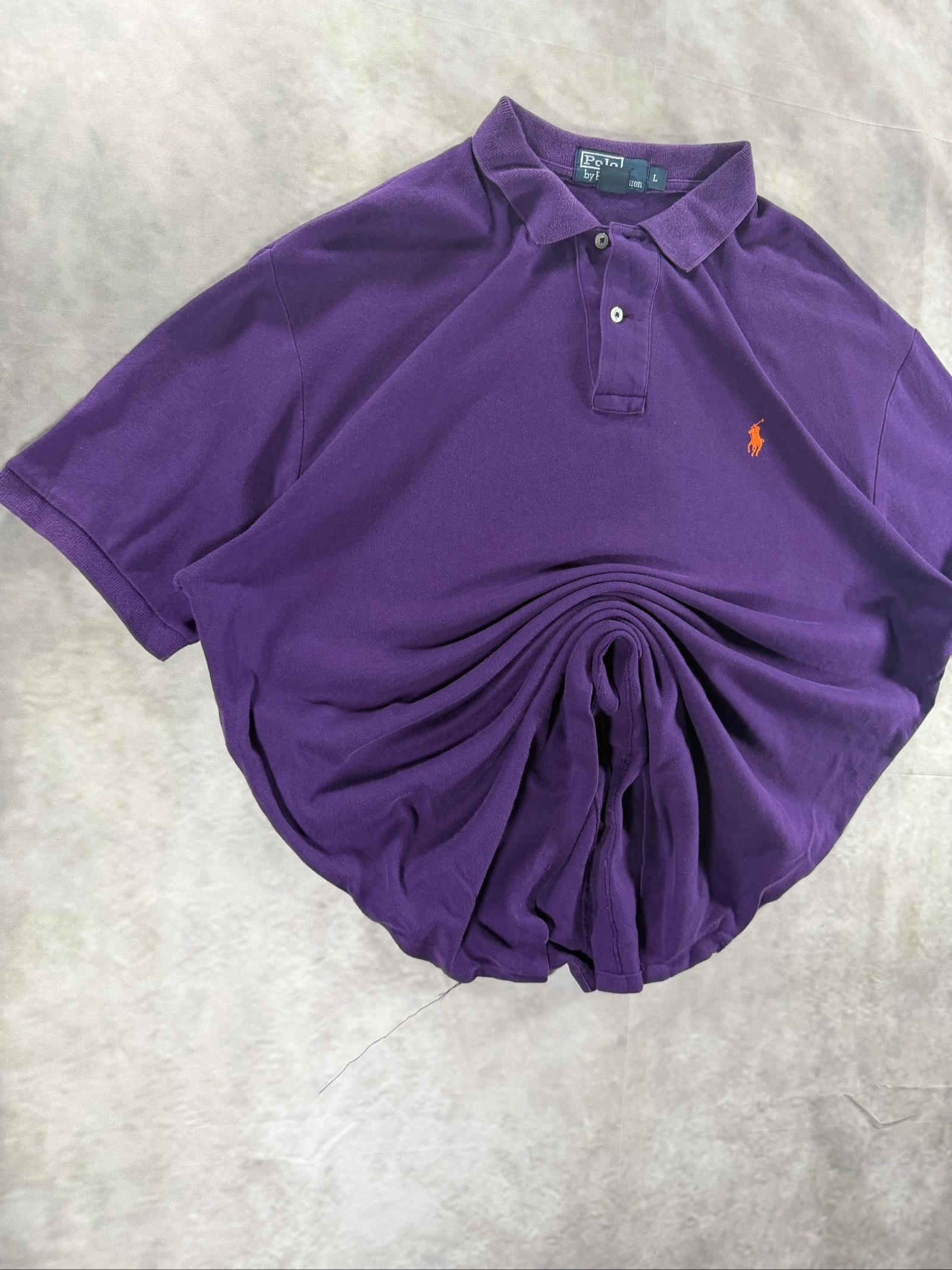 Polo Ralph Lauren Polo violet Orange Pony Taille L Coton vintage Classique Preppy – photo 2